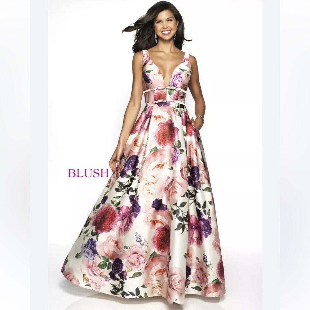 NWT Blush Dress Special Occasion Maxi Long Floral
